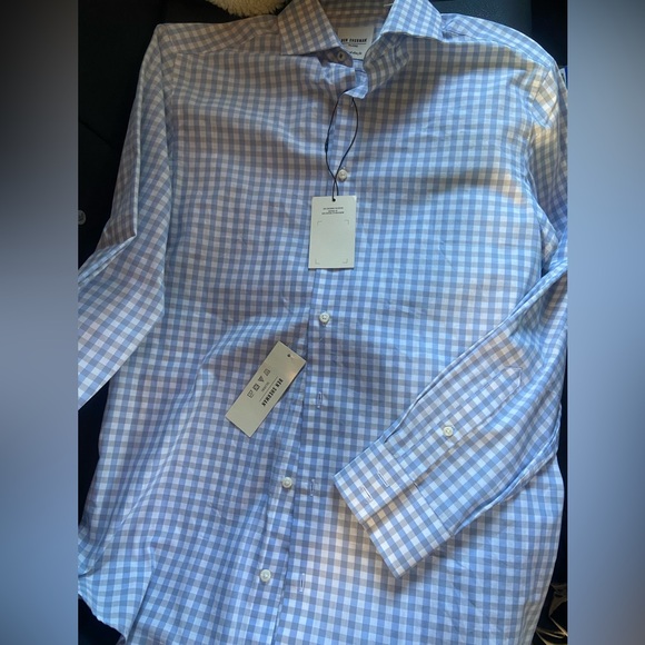 Ben Sherman Other - NWT! Ben Sherman Tailoring LT blue plaid button up size 38 , 15-32/33